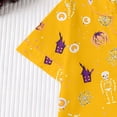 thumbnail image 5 of Tisuna Halloween Pajamas Set For Kids Girls Comfort Fit Skeleton Print Short Sleeve Tops And Shorts Sleepwear Toddler And Children Festival Party Homewear Set Size 5-6 Years Yellow, 5 of 9
