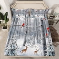 thumbnail image 2 of Erosebridal Merry Christmas Bed Sheets Set Full Size, Deer Cardinal Bird Bedding Set, Birch Tree Decor, 2 of 6