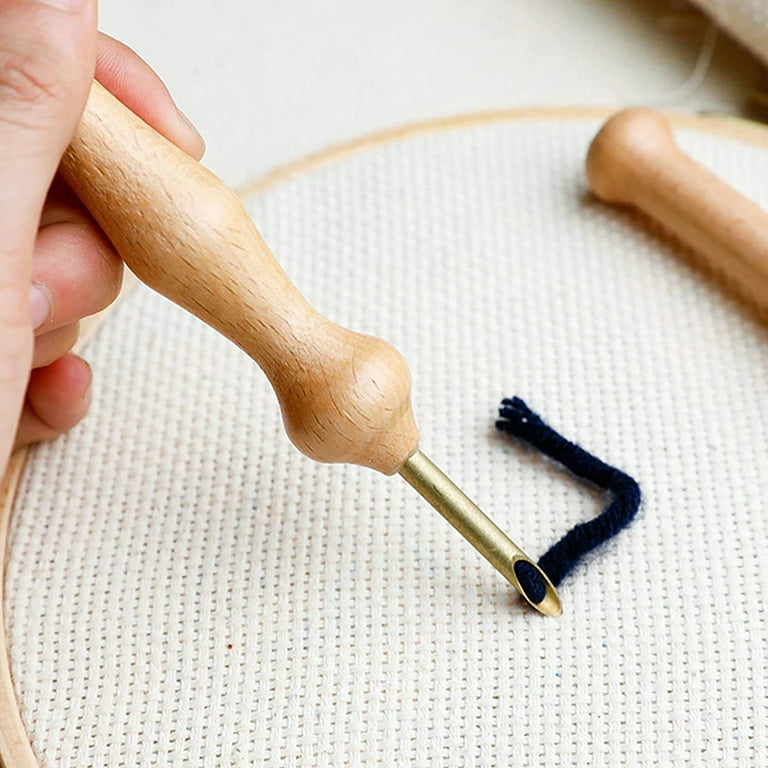 Punch Needle Embroidery Tool Adjustable Rug Yarn Punch Needle Wooden Handle  Embroidery Pen for Embroidery Floss