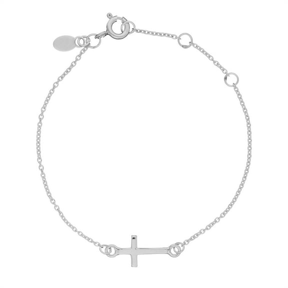 Silverly Women's 925 Sterling Silver Religious Cross Thin Rolo Chain Bracelet, 5.5   1" Extender