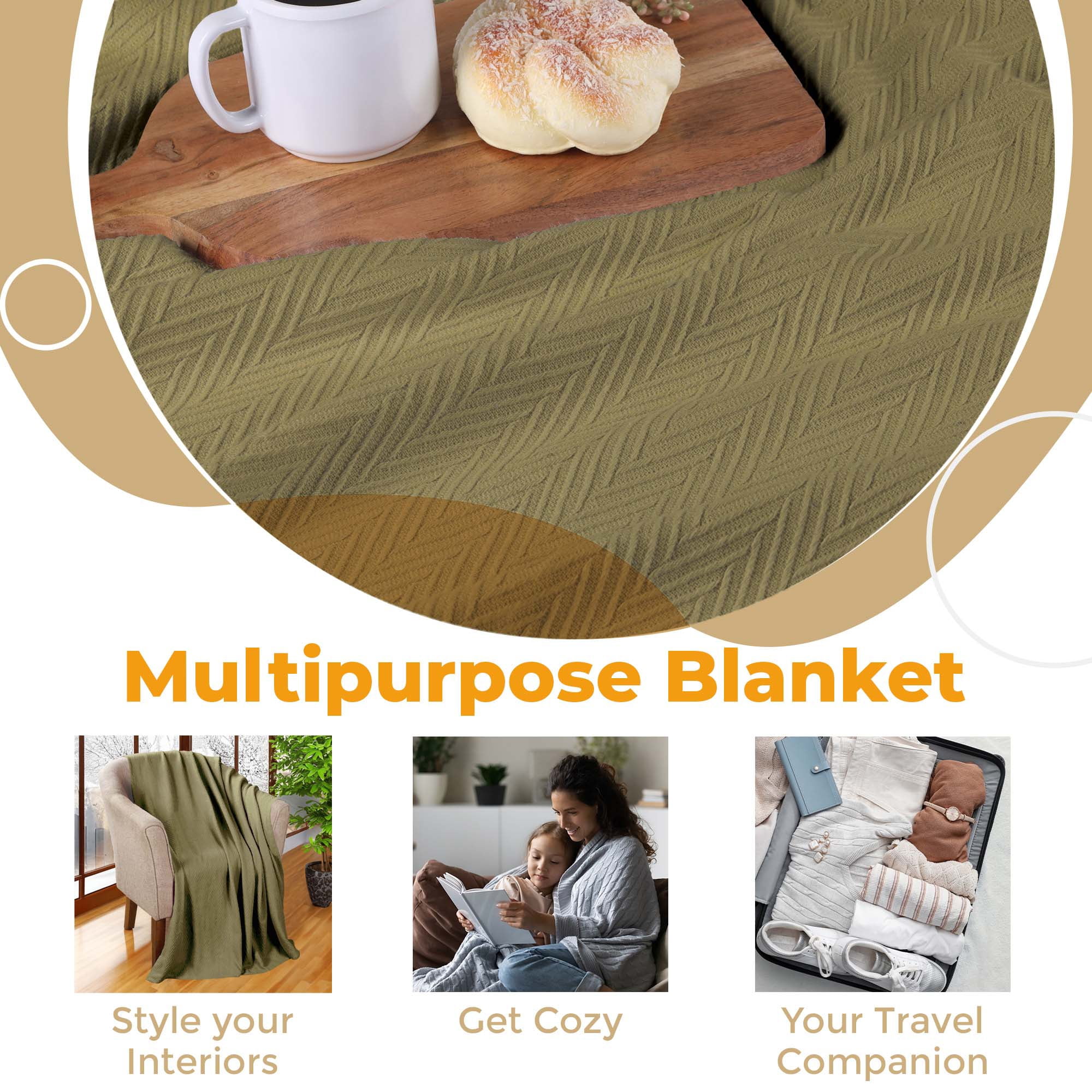 Superior Metro Chevron Zig-Zag All-Season Cotton Blanket, Twin, Sage