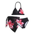 thumbnail image 2 of Tiijoy Girls 3-Piece Swimsuit Flower Bikini Set with Cover Up Skirt, Black, Sizes 9-10, 2 of 5