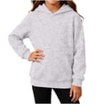 thumbnail image 5 of Miluxas Kids Solid Pullover Hoodie for Girls Boys, Hood Sweatshirt with Front Kangaroo Pocket, Soft Long Sleeve Basic Top Gray 3-4 Years, 5 of 6