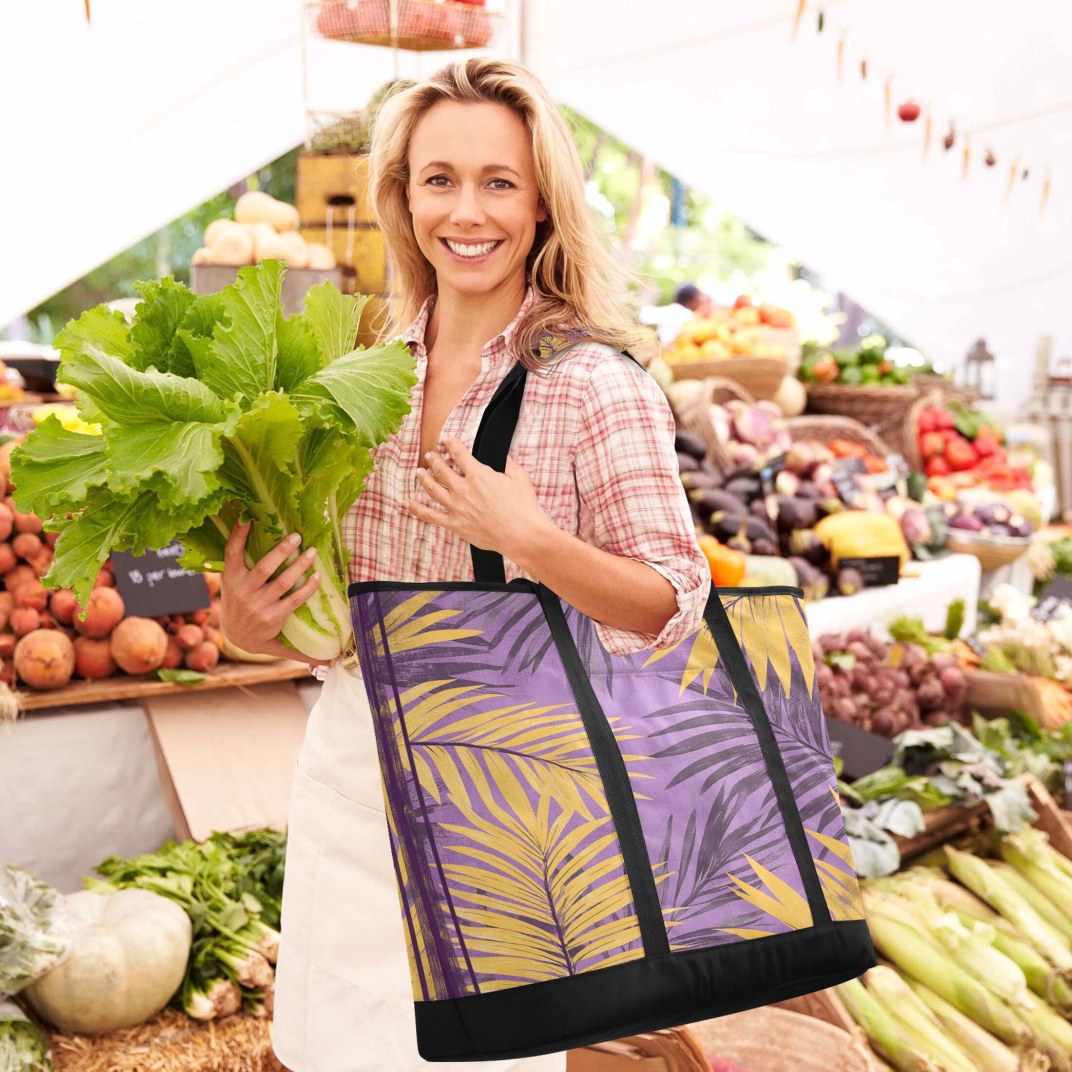 Large Hand-held Ice Pack Picnic Bag Insulation and Refrigeration Suitable for Shopping Picnics and Camping Super Cool Yellow Leaf