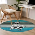 thumbnail image 5 of 4ft Washable Round Rug, Farm Animal Non-Slip Circle Area Rug for Living Room Bedroom, Chicken Pig Cow Farmhouse Blue Wood Grain Indoor Floor Mat for Home Decor, 5 of 9