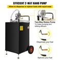 thumbnail image 3 of KFFKFF 30 Gallon Mobile Fuel Station, Wheeled Gas Storage Tank, Manual Pump Portable Gasoline/Diesel Container for Vehicles, Lawn Equipment, ATVs, Marine Use, Black, 3 of 9