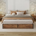 thumbnail image 3 of VanAcc King Size Lift Up Storage Platform Bed Frame, Metal Bed Frame with Wooden Slats Support, Large Storage Space, Easy Assembly, Rustic Brown, 3 of 7