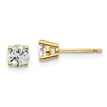 14k Gold 3/4 Carat Total Weight Round SI1 SI2 G H I Lab Grown Diamond 4 Prong Stud Post Earrings Jewelry for Women
