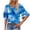 Light Blue, variant on DeHolifer T-Shirts for Women V-Neck Camouflage Printed Ruffle Short Sleeve Summer Trendy Beach Lightweight Casual Tops Blue S