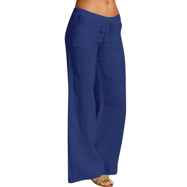 WILLBEST Pantalones Casuales para Mujer, Cintura Elástica, Cordón Ajustable, Pierna Ancha y Larga, Pantalones Holgados de Moda para Uso Diario. XXXXL