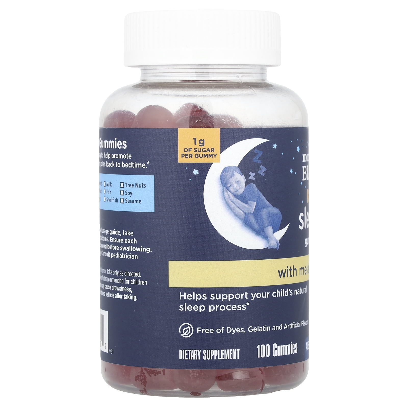 Mommy's Bliss Kids Sleep Gummies With Melatonin, Ages 3 Years+, Strawberry, 1 mg, 100 Gummies