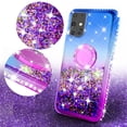 thumbnail image 2 of SOGA Rhinestone Liquid Quicksand Cover Cute Girl Phone Case Compatible for Samsung Galaxy S20 Plus Case,with Embedded Ring for Magnetic Car Mounts and Lanyard - Purple / Blue, 2 of 5