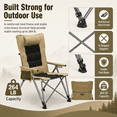 thumbnail image 6 of Rayocon Camping Chair 5-Position Reclining High Back, Heavy Duty Portable Folding Chair with Side Pocket and Carry Bag for Beach Patio, Khaki, 6 of 8