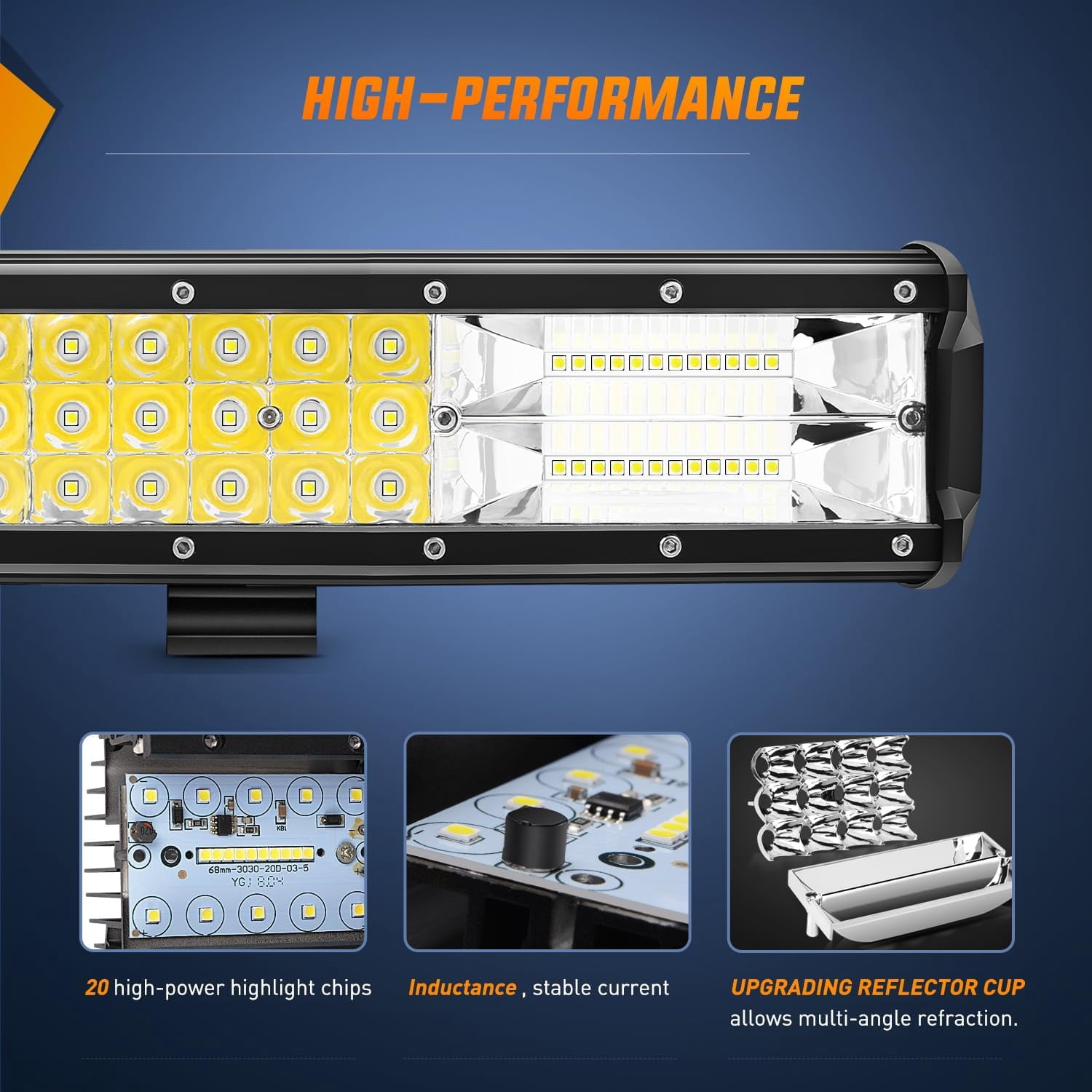 Nilight 26Inch Triple Row 12V Led Lights 297W 29700LM Flood Spot Combo Beam Bar Driving Boat Super Bright Led off Road Trucks Boat ATV UTV Pickup Jeep