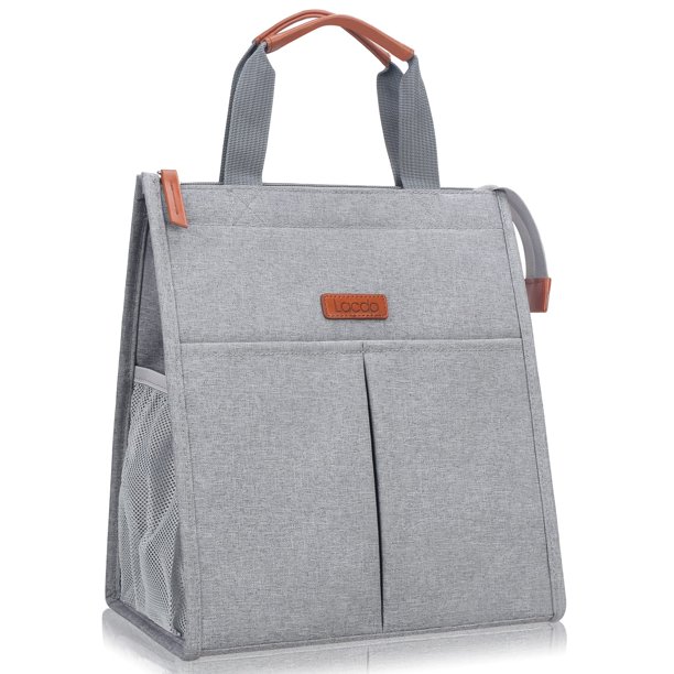 Bolsa Térmica Lacdo para Almuerzo Impermeable Suave Gris 29x25x16 cm