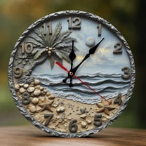 Wall Clock Decorative - Vintage Beach Scene Print 2D Vintage Wall Clocks Battery Operated Silent Non-Ticking for Bedroom, Living Room, Kitchen, Office, Classroom, 10 Inch