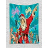 Santa Tapestry, Rock n Roll Singing Santa with Dancing People at Christmas Party Retro Pop Art Style, Wall Hanging for Bedroom Living Room Dorm Decor, 60W X 80L Inches, Multicolor, by Ambesonne