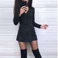 thumbnail image 3 of Womens Summer Casual Working Long Sleeve Deep V-Neck Double-Breasted Jumpsuit Shorts Female Solid Color Office Short Romper Ladies Playsuits Overalls Loungewear, 3 of 3