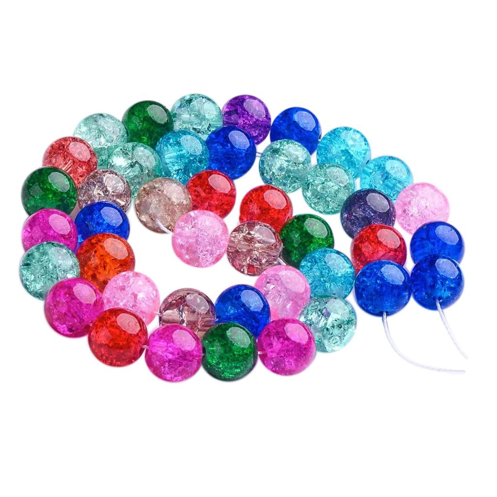 HILABEE 6x10mm Glass Crackle Beads Round Glass Beads for DIY Jewelry Making