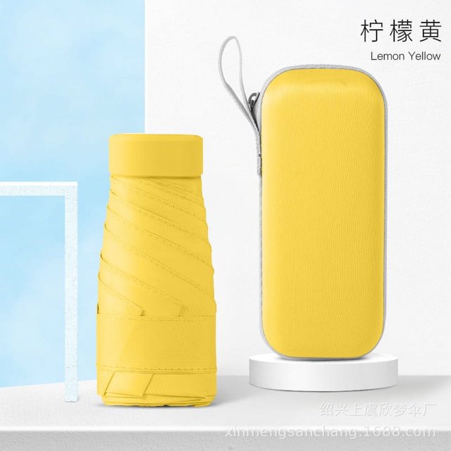 Mini Flat 60% Color Handle Black Sun Umbrella Ladies Small Portable Bag Sun Umbrella Printable