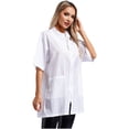 thumbnail image 3 of Sxiwei Adult Salon Client Smock Waterproof Short Sleeve Front Zipper Barber Jacket Gown Robe White XL, 3 of 5