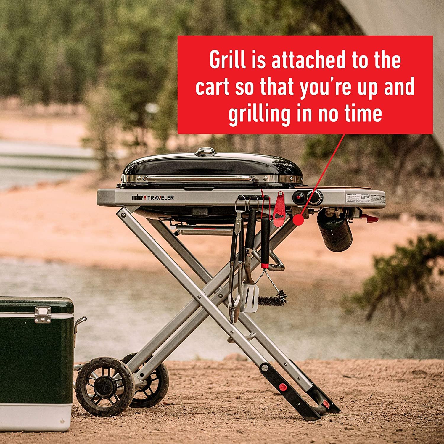 WEBER TRAVELER ポータブル ガスグリルSTEALTHエディション Weber Traveler Backyard BBQ Portable Gas Grill, Stealth Edition