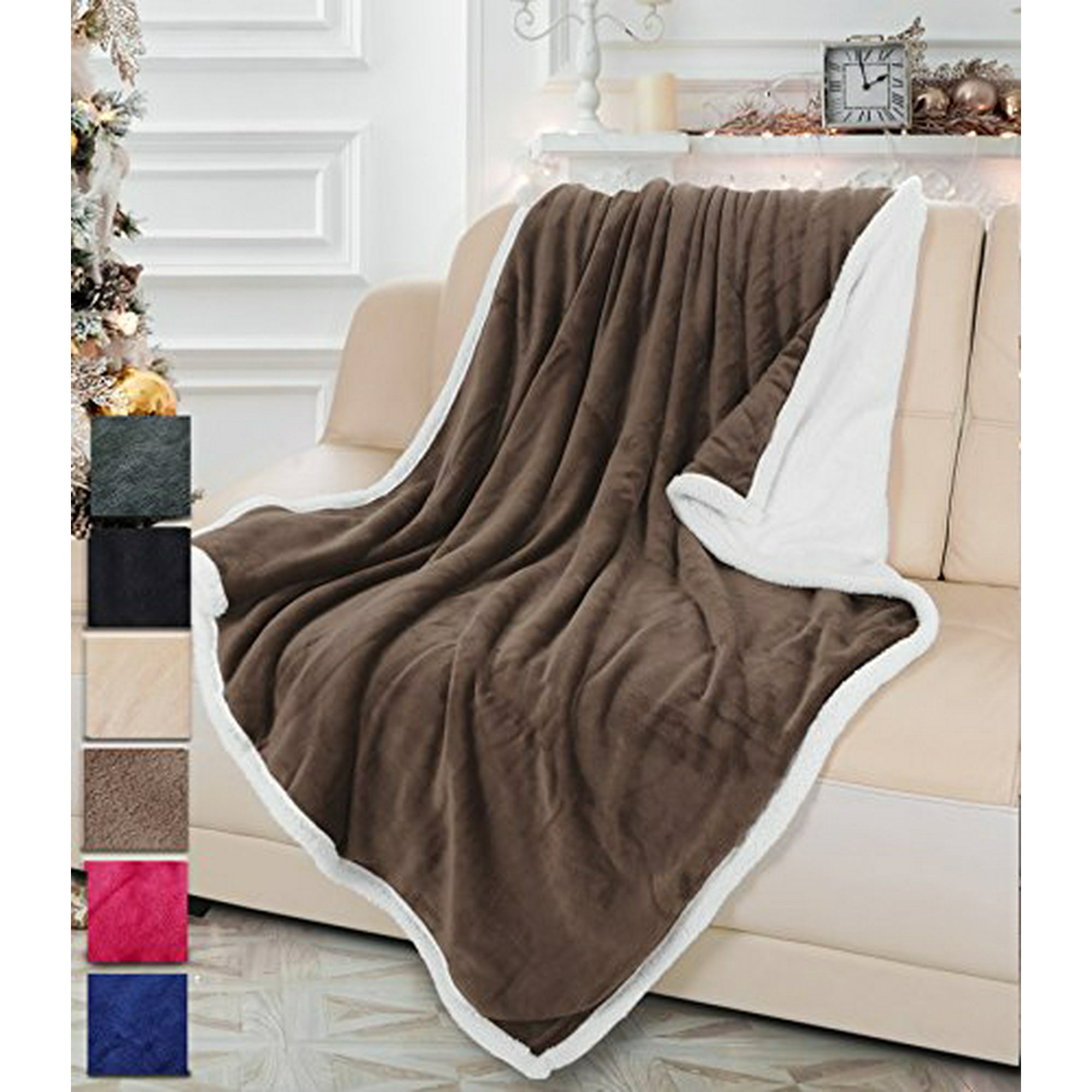Sherpa Plush Throw Blanket Brown Throw Size 50 X 60 Bedding