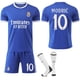 thumbnail image 1 of 2025-2026 Real Madrid Away Shirt Blue Kids & Adult Football Shirt with Socks No.10 Modric, 1 of 2