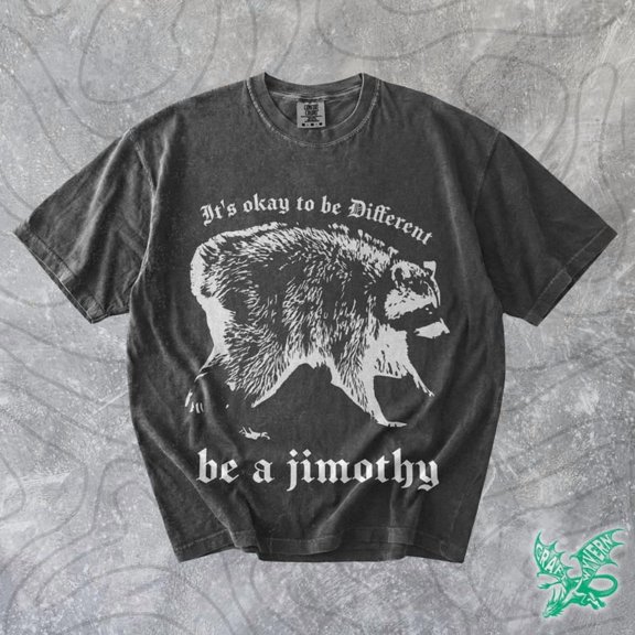 Jimothy the Raccoon Graphic T-Shirt | Funny Seattle Washington Meme Tee | Unisex Weirdcore Vintage Raccoon Shirt