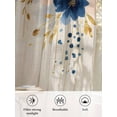 thumbnail image 6 of Sheer Curtains 45 Inch Length 2 Panels Set for Kitchen, Navy Blue Spring Floral Semi Sheer Curtains for Windows, Farmhouse Butterfly Rustic Voile Window Treatments Rod Pocket Curtain, 6 of 7