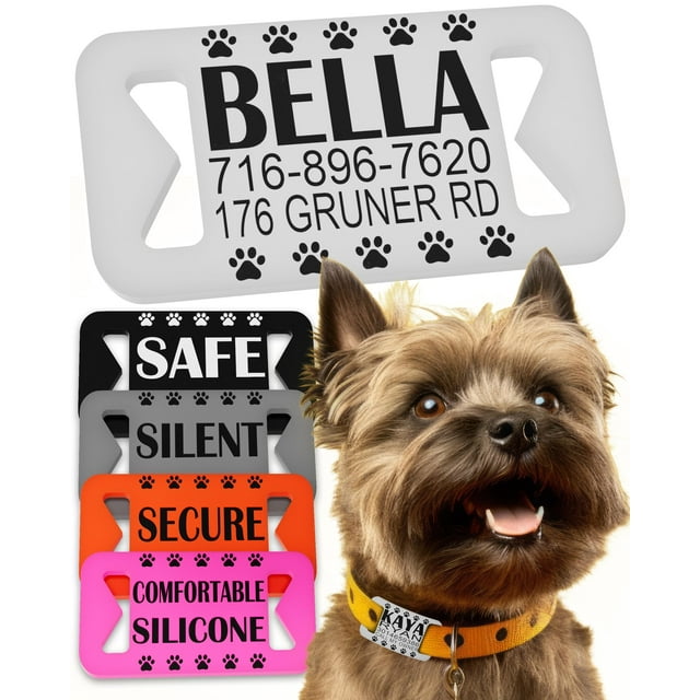 Dog ID Tags Personalized, Silicone Dog Tag Personalized for Pets, Custom Pet Name Tags