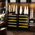 thumbnail image 4 of Meteorleg Black Dresser with LED Lights, Vertical Chest of 5 Drawers Handleless Wood Storage Cabinet for Bedroom, Hallway, Entryway, 4 of 8