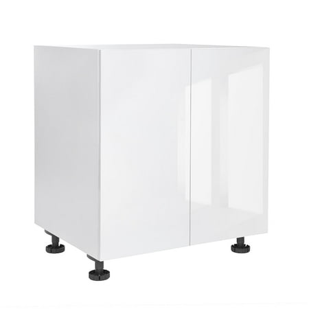 Cambridge Kitchen Cabinets  Quick Assemble White Gloss with Adjustable Shelves Sink Cabinet  2 Door (30 in W x 24 in D x 34.50 in H)