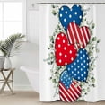 thumbnail image 4 of Red Blue Stars Shower Curtain Waterproof Red Blue Hearts Eucalyptus Laeves Shower Curtain for Bathroom,Bathtub,Shower, 4th of July White Shower Curtain Set with Hooks 72x72 Inch, 4 of 6