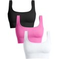 thumbnail image 1 of SURJDE Women's 3 Piece Medium Support Tank Top Ribbed Seamless Removable Cups Workout Exercise Sport Bra, 1 of 3