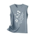 thumbnail image 4 of Youyipin Womens Tops Womens Flower Print Crewneck Tank Tops Graphic Curved Hem Sleeveless Tops Summer Casual Loose Fit Shirts Beach Vacation Clothes For Women, 4 of 4