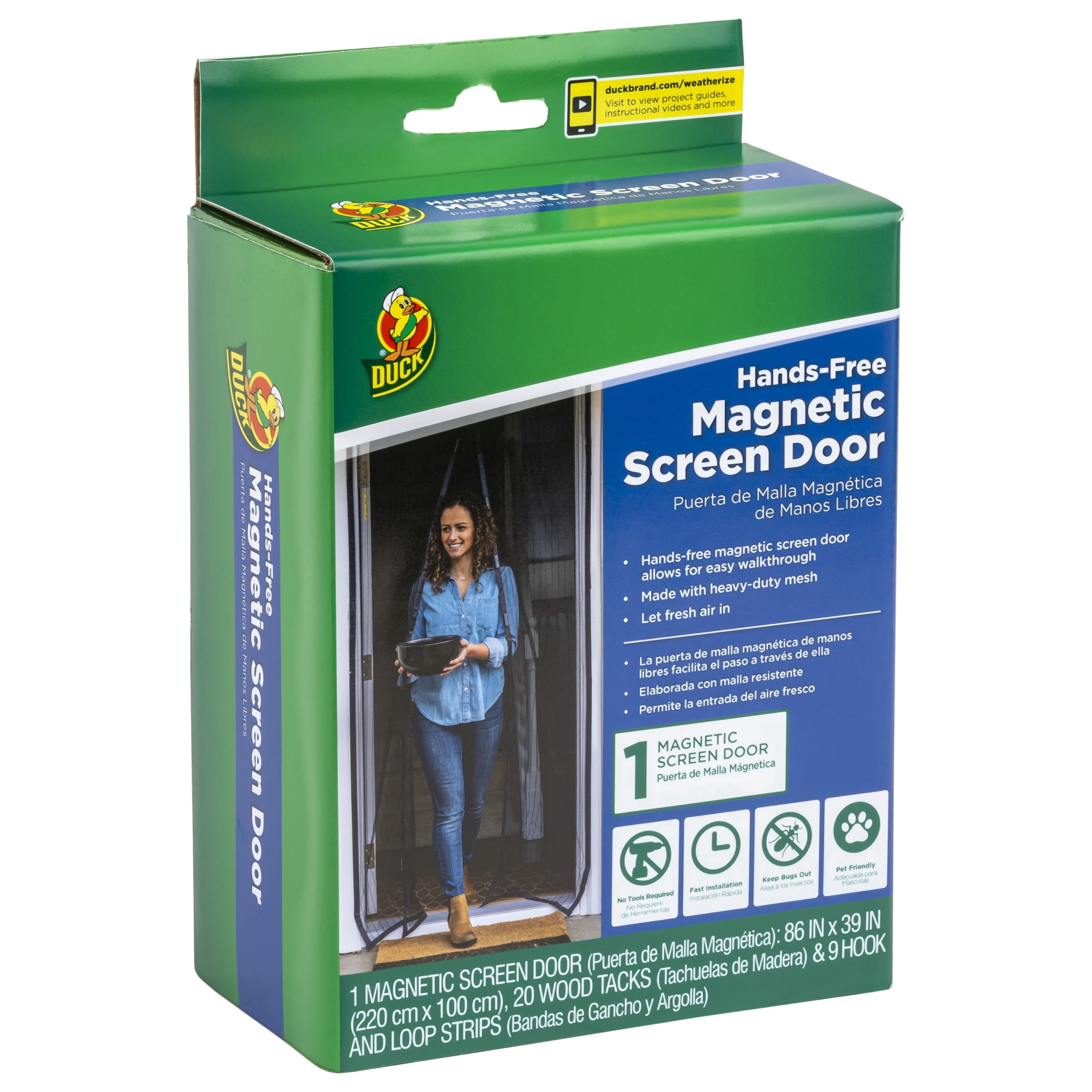 (4 pack) Duck Brand 86 in. x 39 in. Hands-Free Magnetic Mesh Screen Door