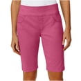 thumbnail image 2 of TAGOLD Shorts Plus Size for Womens Solid Color High Twill Hiking Bermuda Shorts Multi Functional Side Storage Pockets Elastic Waist Summer Office Bottoms, 2 of 5