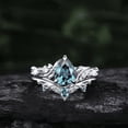 thumbnail image 4 of Pear Cut Alexandrite Ring Vintage&nbsp;Leaf inspired Engagement Ring Set in 14K Rose Gold Vermeil- Art Deco Diamond Bridal Set Jewelry, 4 of 6