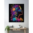 thumbnail image 2 of Beautiful Minimal Neon Colorful Line Art Woman With Flowers #Model 5 Poster Wall Art, Modern Wall Decor For Living Room Bedroom, 16x24 UNFRAMED, 2 of 3