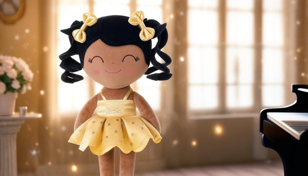 Gloveleya Baby Girl Gifts Plush Dolls Soft Girls Toy Ballerina Golden 13 Inches with Gift Box