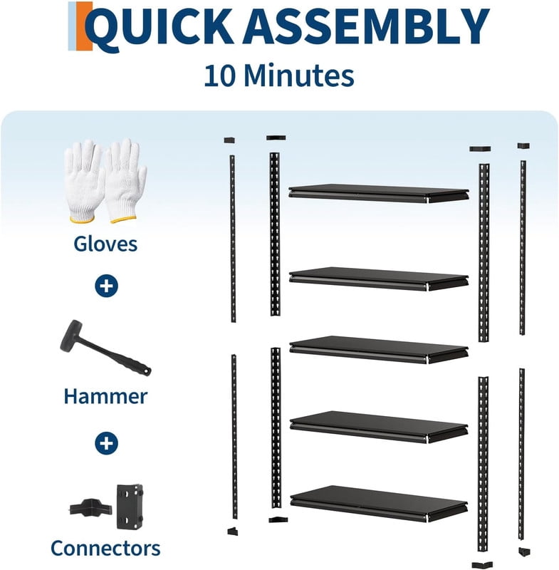 Towallmark 5-Tier Garage Shelving Unit, 36"W x 16"D x 72"H, Adjustable Metal Storage Shelf Heavy Duty 3850 Lbs Capacity