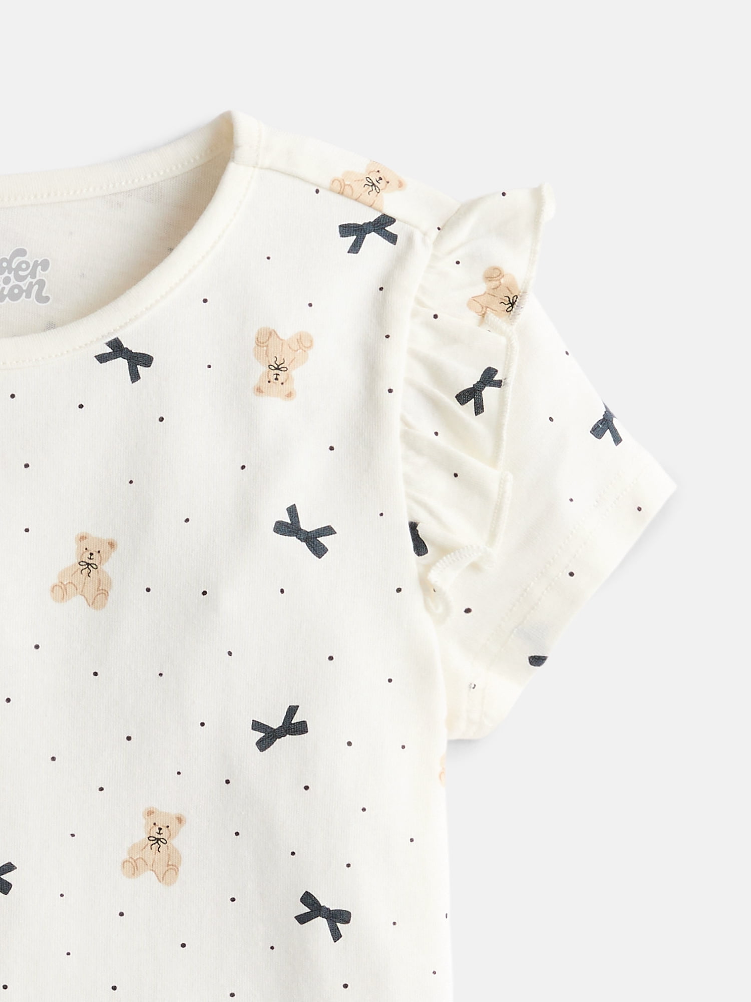 Wonder Nation Girls Printed Tee with Short Ruffle Sleeves, Sizes 4-10