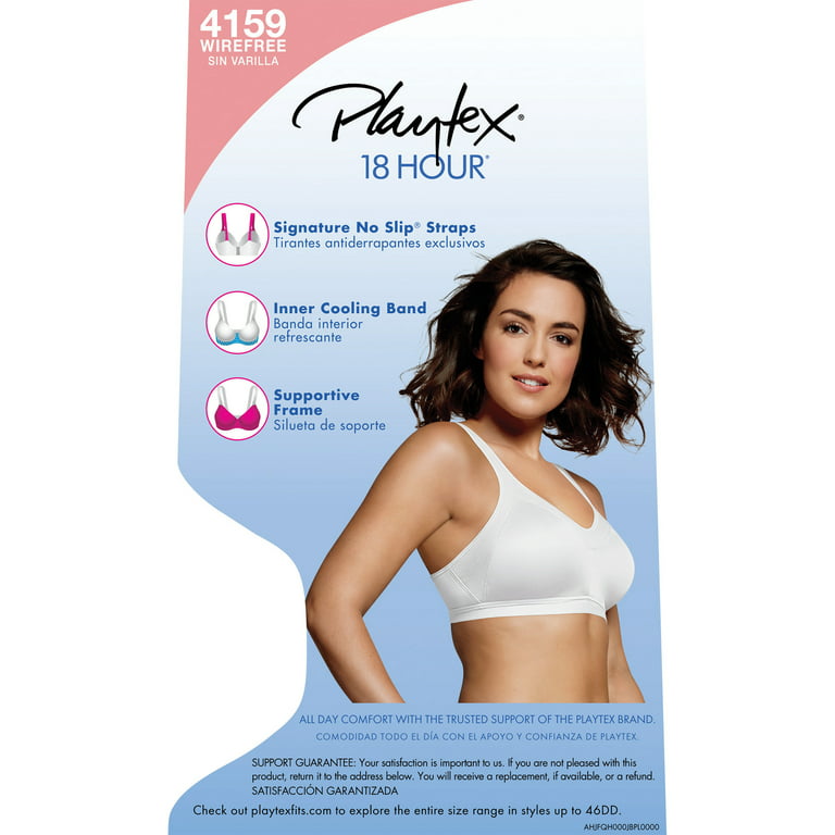 Playtex 18 Hour Active Breathable Comfort Full Coverage Wireless Bra Black  42D Women's