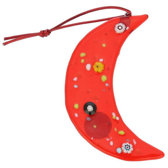 GlassOfVenice Murano Glass Moon Christmas Ornament - Red