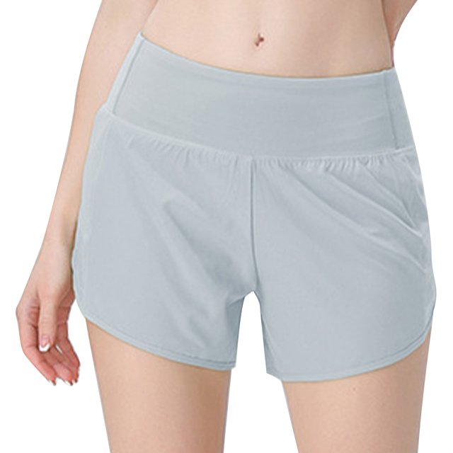 Pantalones cortos para correr para mujer, pantalones cortos de yoga de entrenamiento atlético de secado rápido de talle alto con bolsillo trasero con cremallera