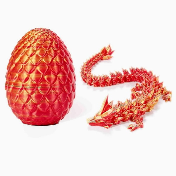 3D Printed Articulated Dragon with Dragon Egg 3D Printed Dragon Crystal Dragon