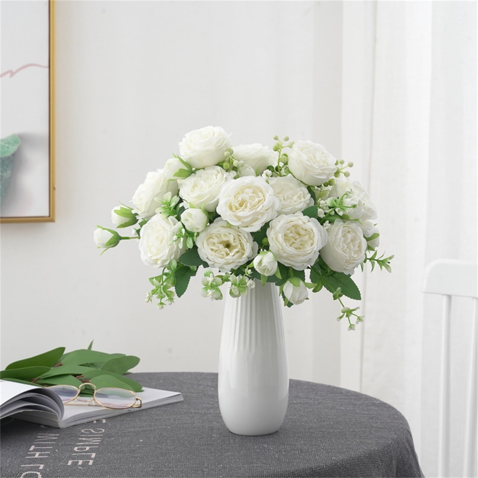 Wzzjkit Artificial Fake Flowers Plant, Rose Bouquet Look Real Silk Flowers for Outside Planter Front Door Porch Patio Yard Spring Summer Decoration, Artificial Flowers for Outdoors