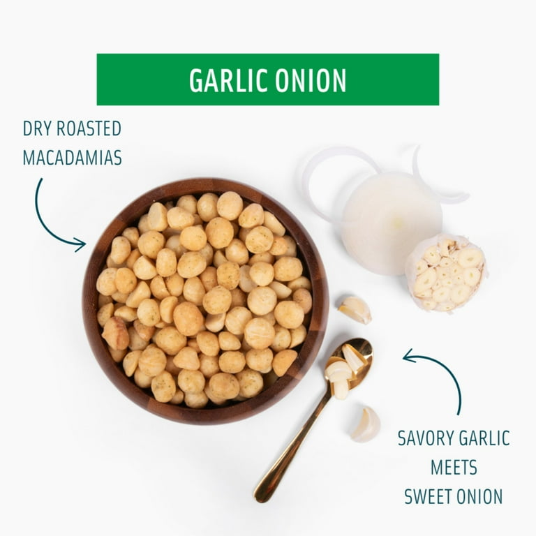 Mauna Loa Garlic Onion Macadamia Nuts 4oz Bag, Kosher, Gluten-Free