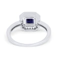thumbnail image 3 of Halo Princess Cut Accent Ring Blue Sapphire CZ 925 Sterling Silver Size 7, 3 of 6